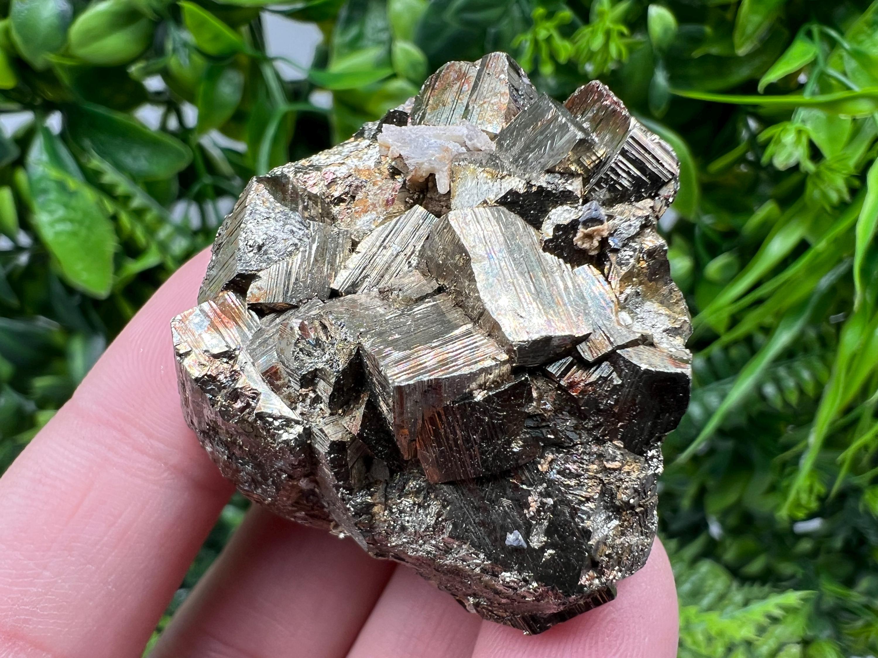 Rainbow Pyrite with Calcite, Borieva Bulgaria Crystal, Rare Mineral Decor