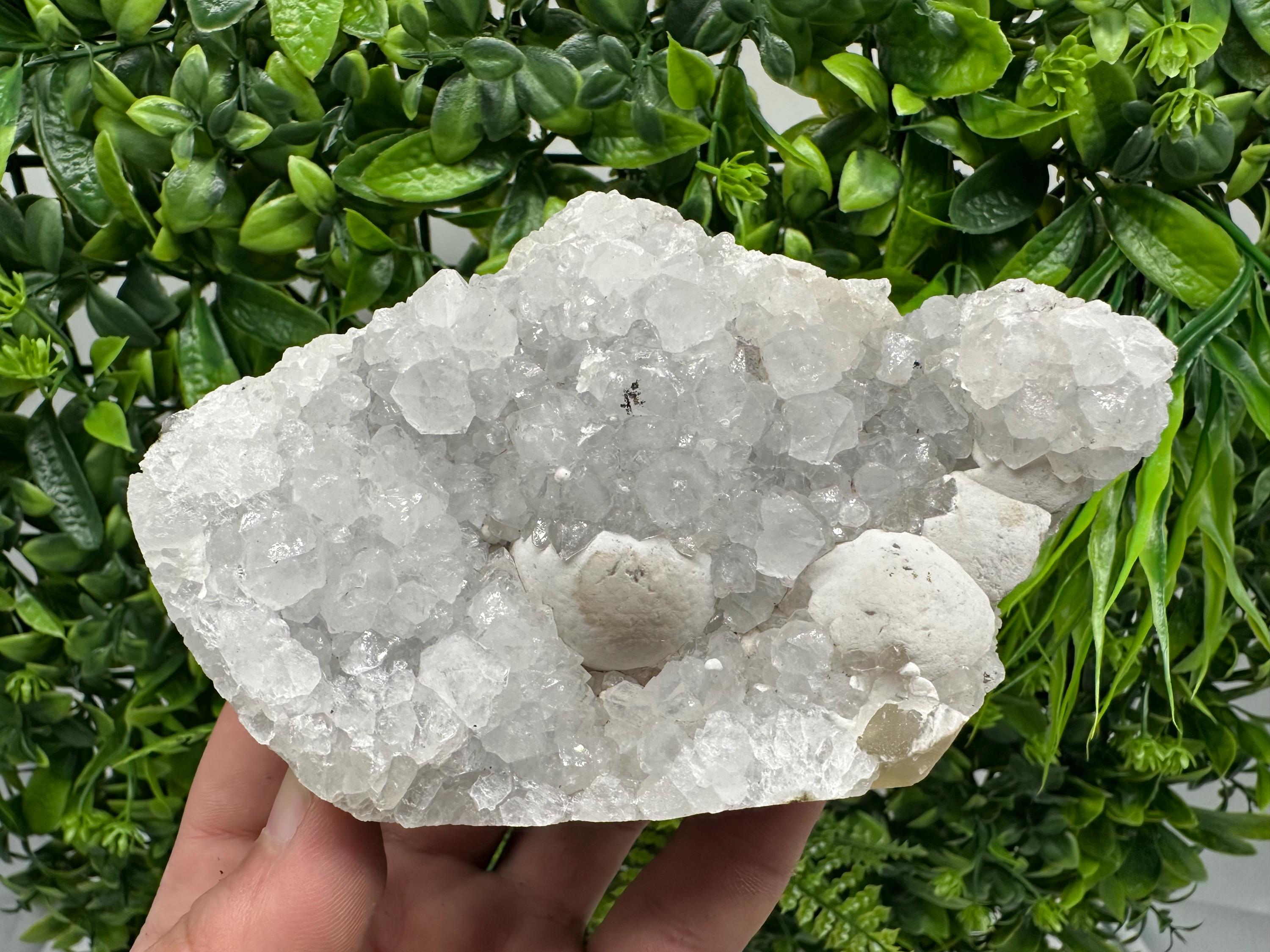 Transparent Apophyllite on Chalcedony, India Mineral Specimen