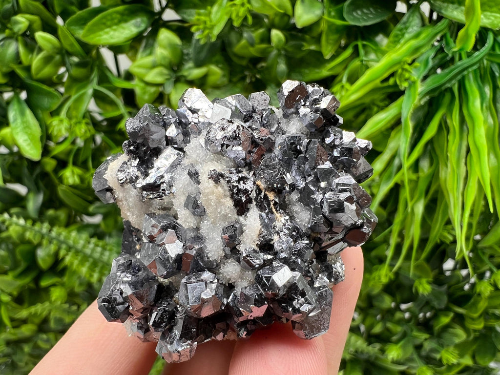 Mirror Galena with Cleiopfane on Chalcedony, Krushev dol Mine, Bulgaria