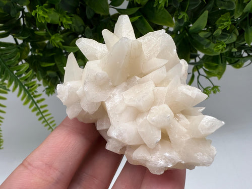 Calcite on Green Quartz: Djurcovo Mine, Bulgaria Healing Crystal