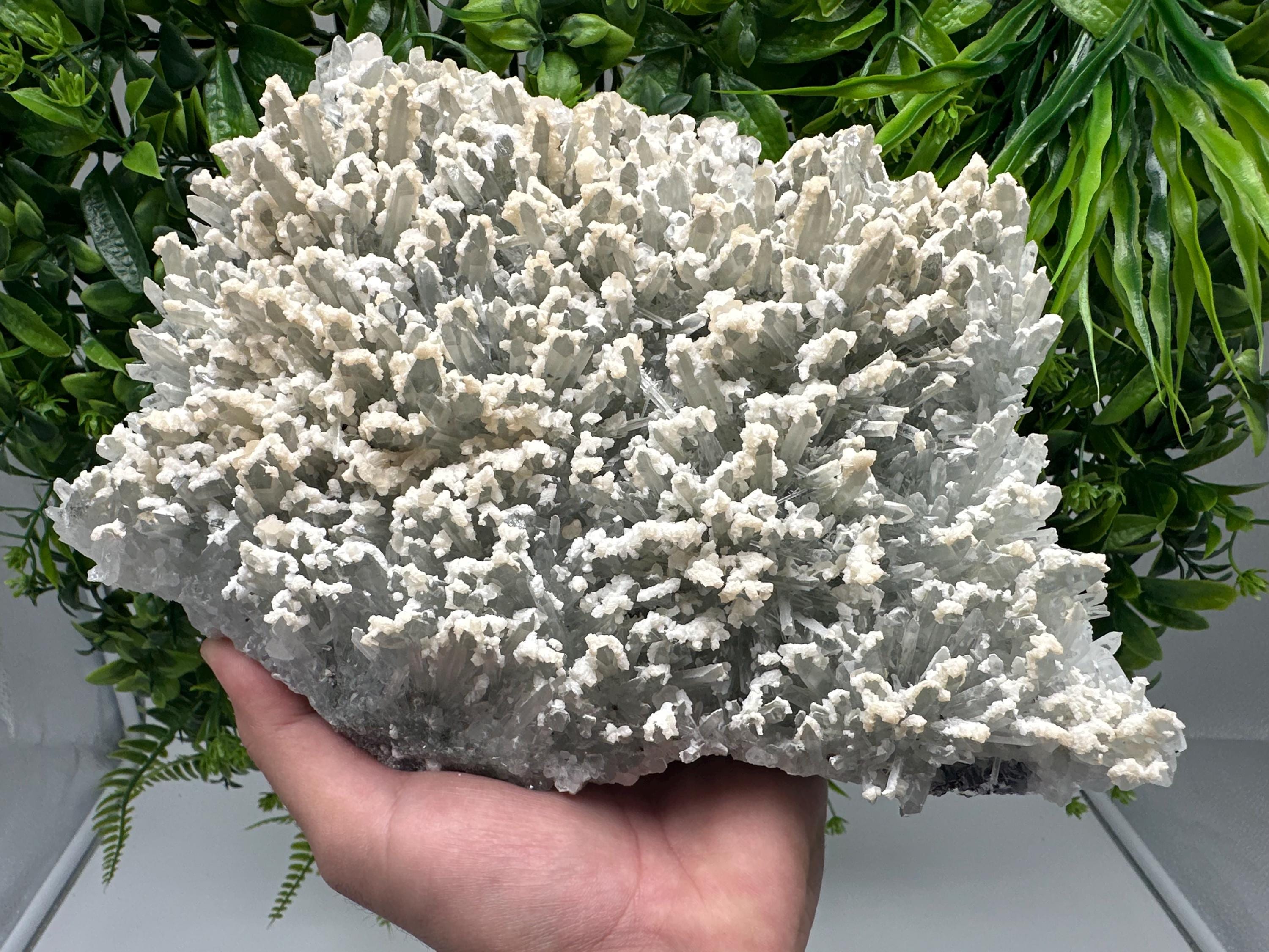 Quartz with Calcite Cluster: Krushev Dol Mine, Bulgaria