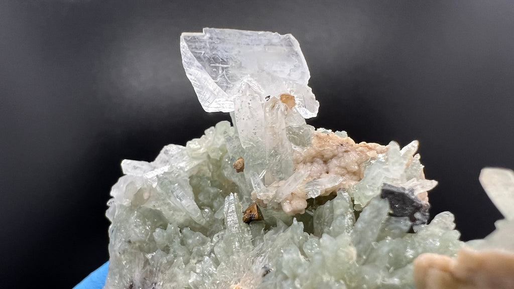 Green Quartz with Chlorite and Calcite: Natural Minerals Souvenir