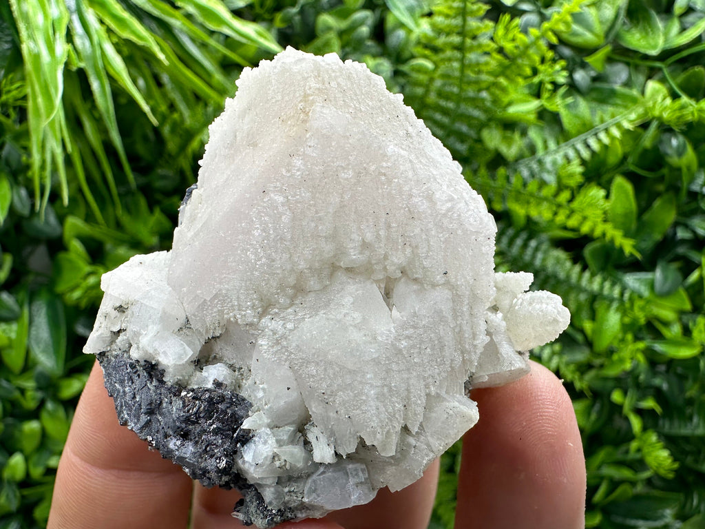 Calcite on Galena Mineral Specimen, Bulgaria Crystal Decor