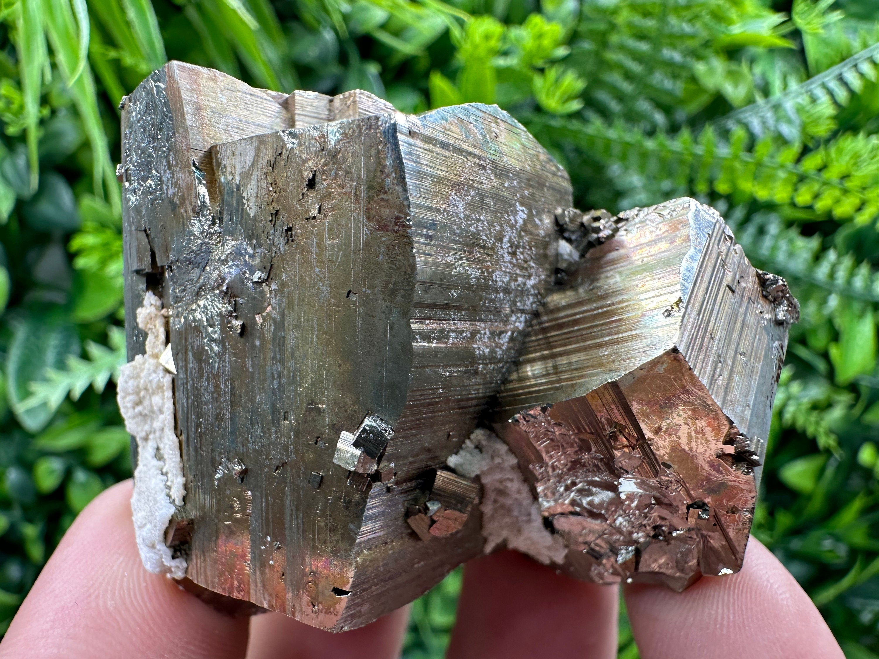 Rainbow Pyrite with Calcite: Natural Mineral Souvenir, Bulgaria