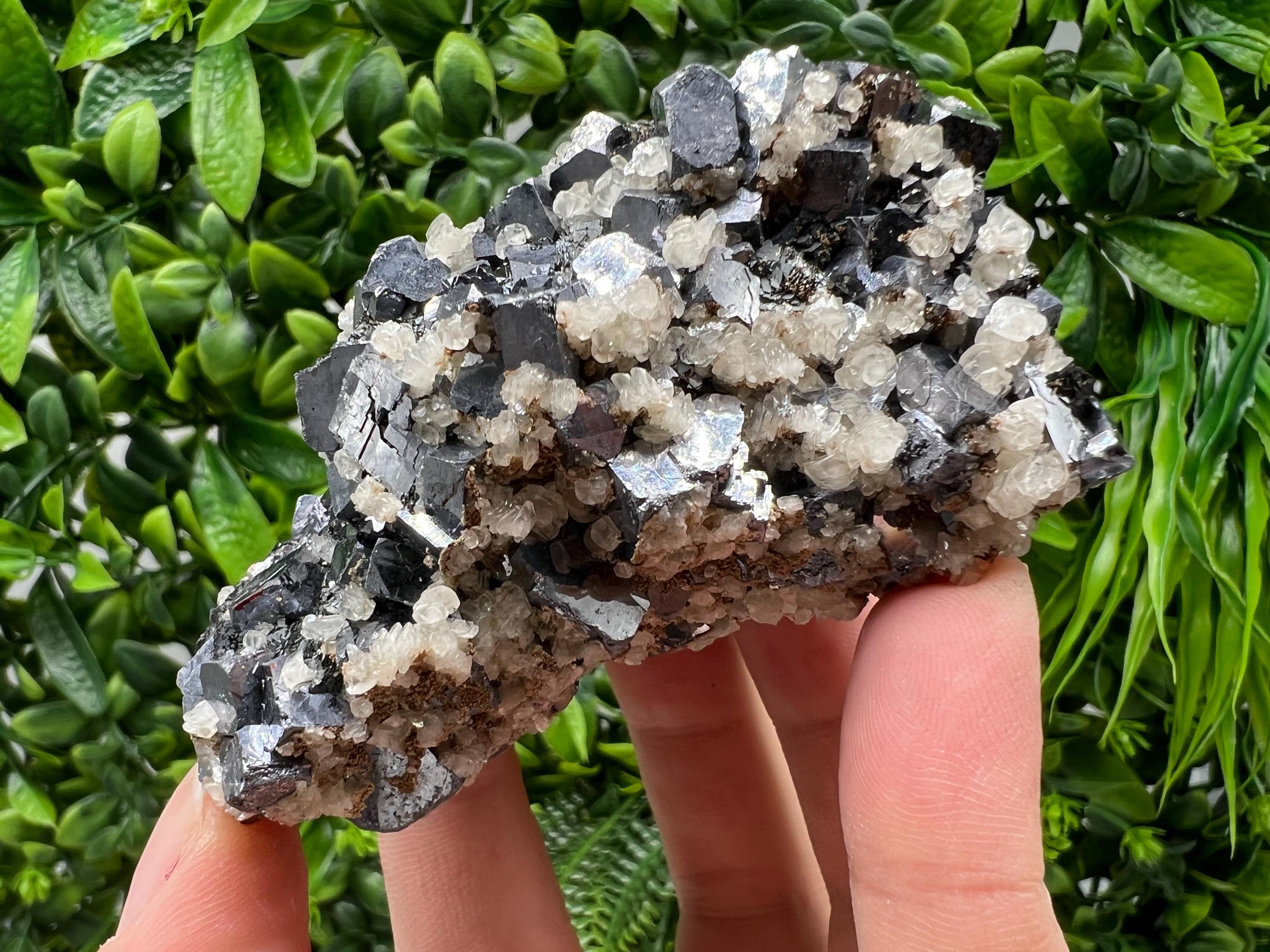 Wonderful Shiny Galena,Chalcopyrite on Calcite From Borieva mine,Bulgaria,Natural,collection mineral specimen,gift,home decor crystal,clust