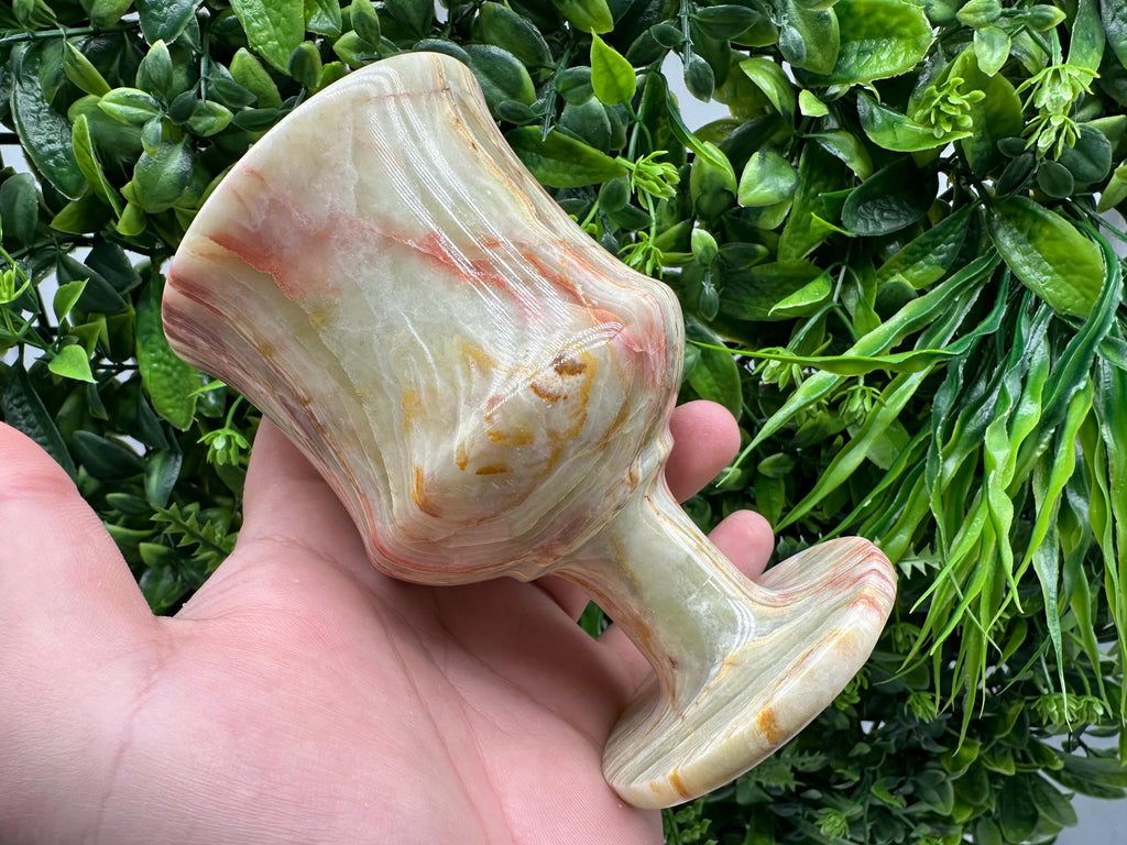 Vintage Onyx Goblet: Natural Stone Wine Cup, Barware (12cm)