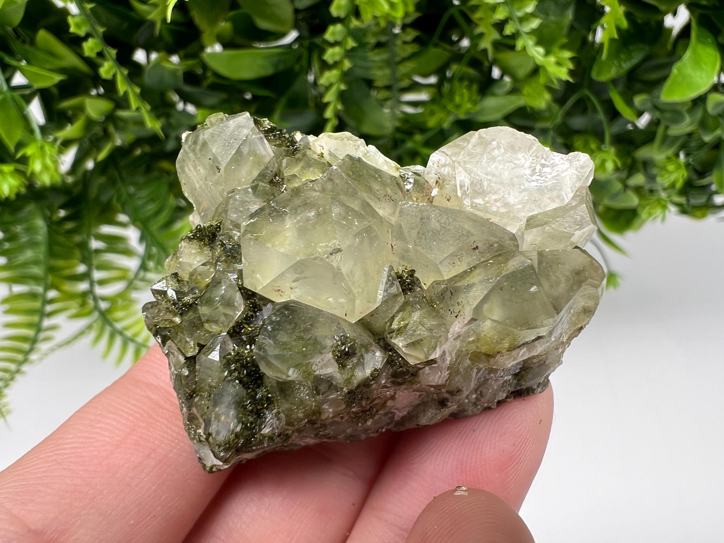 Sparkly Green Epidote with Quartz Crystals, Eastern Anatolian Mineral Decor