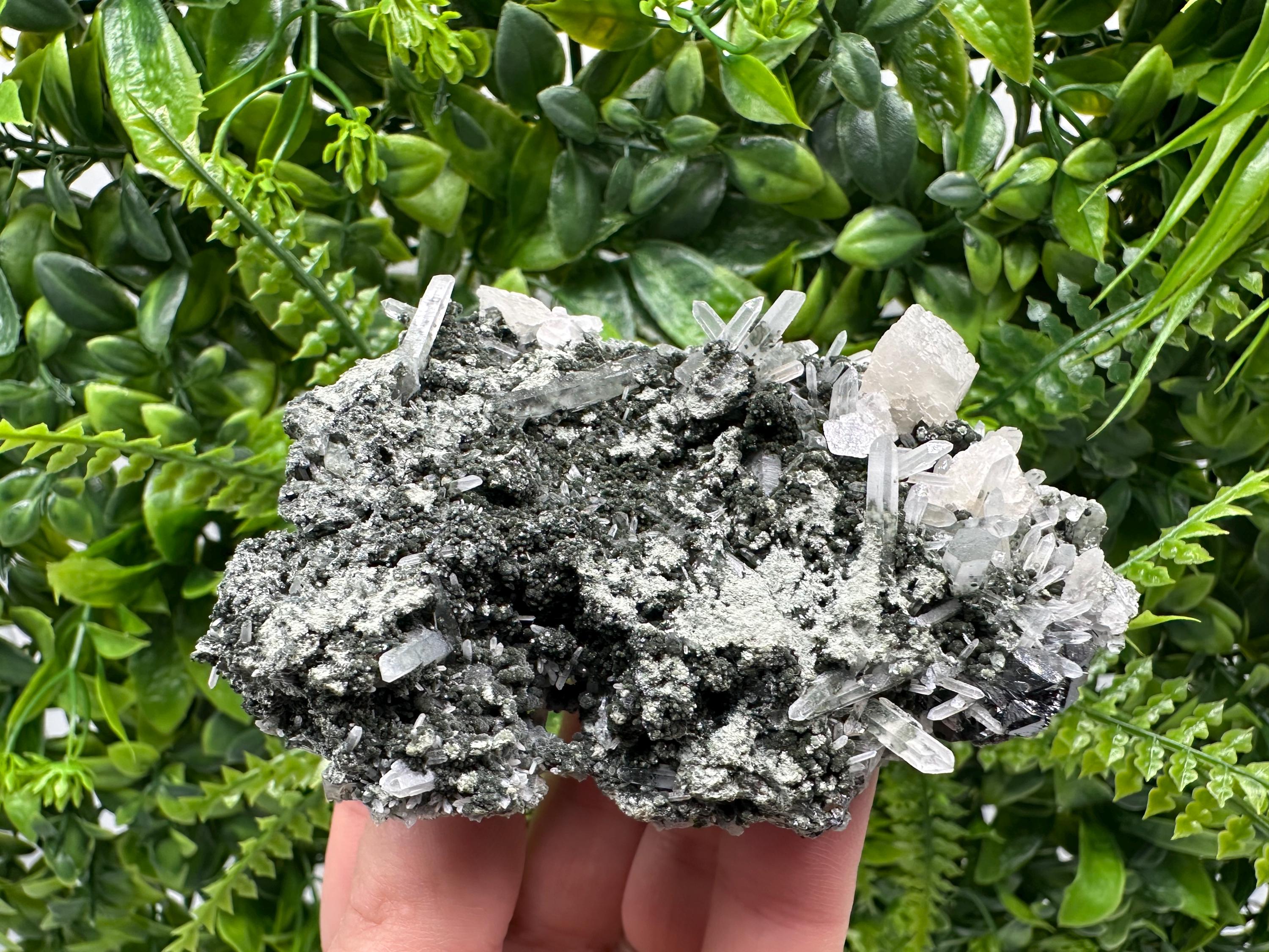 Calcite Quartz on Chlorite Matrix, Borieva Mine Mineral Specimen