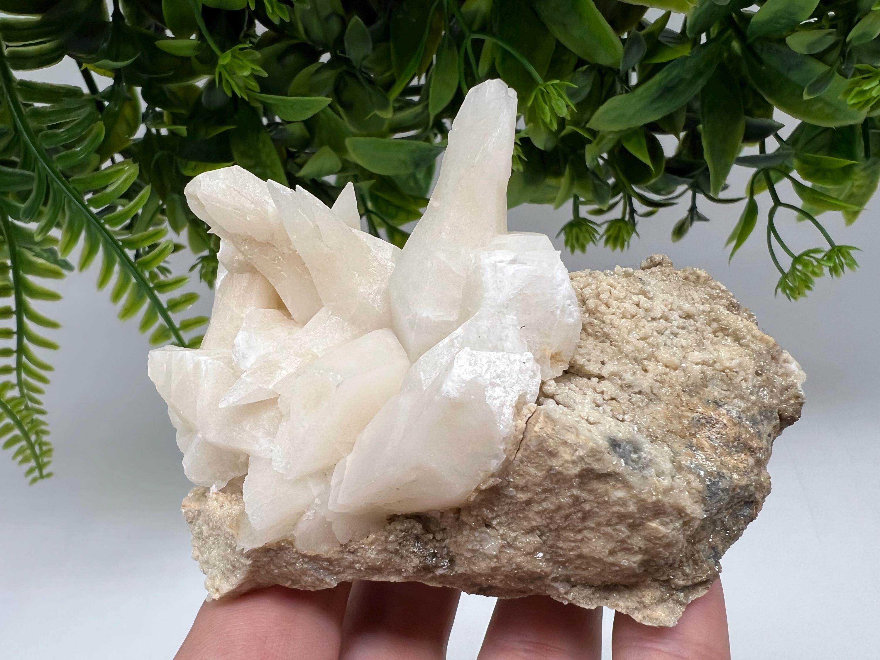 Calcite on Green Quartz: Djurcovo Mine, Bulgaria Healing Crystal