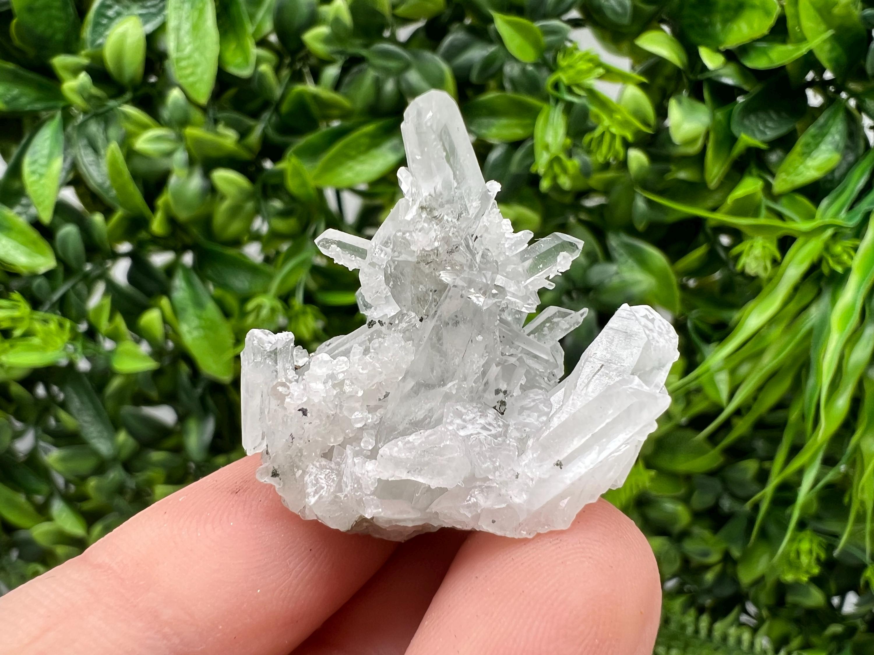 Calcite on Quartz Crystal: Borieva Mine, Bulgaria