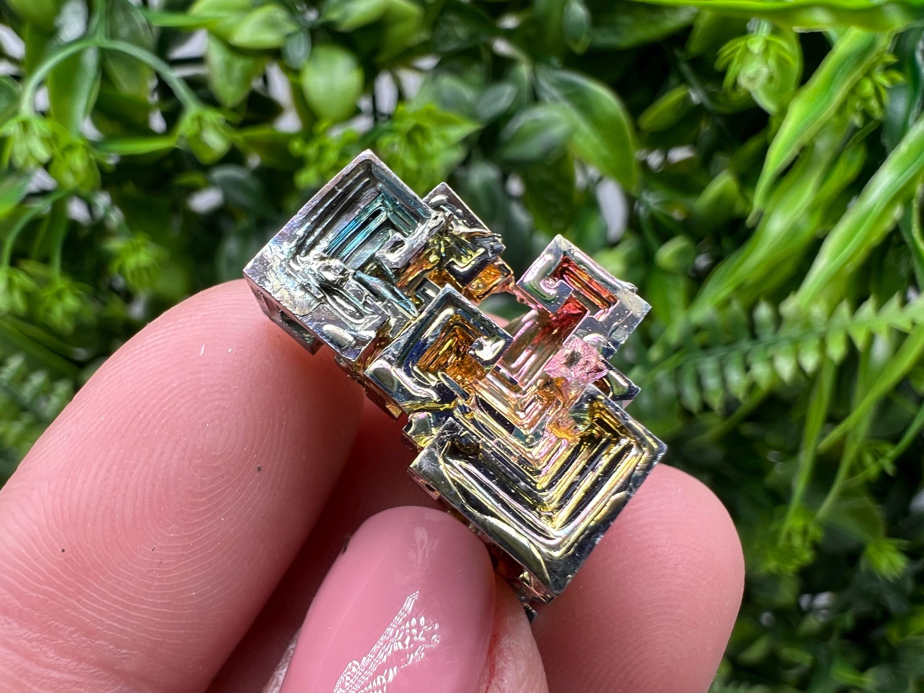 Rainbow Bismuth Crystal: Rare Gemstone Specimen, Colorful Stone