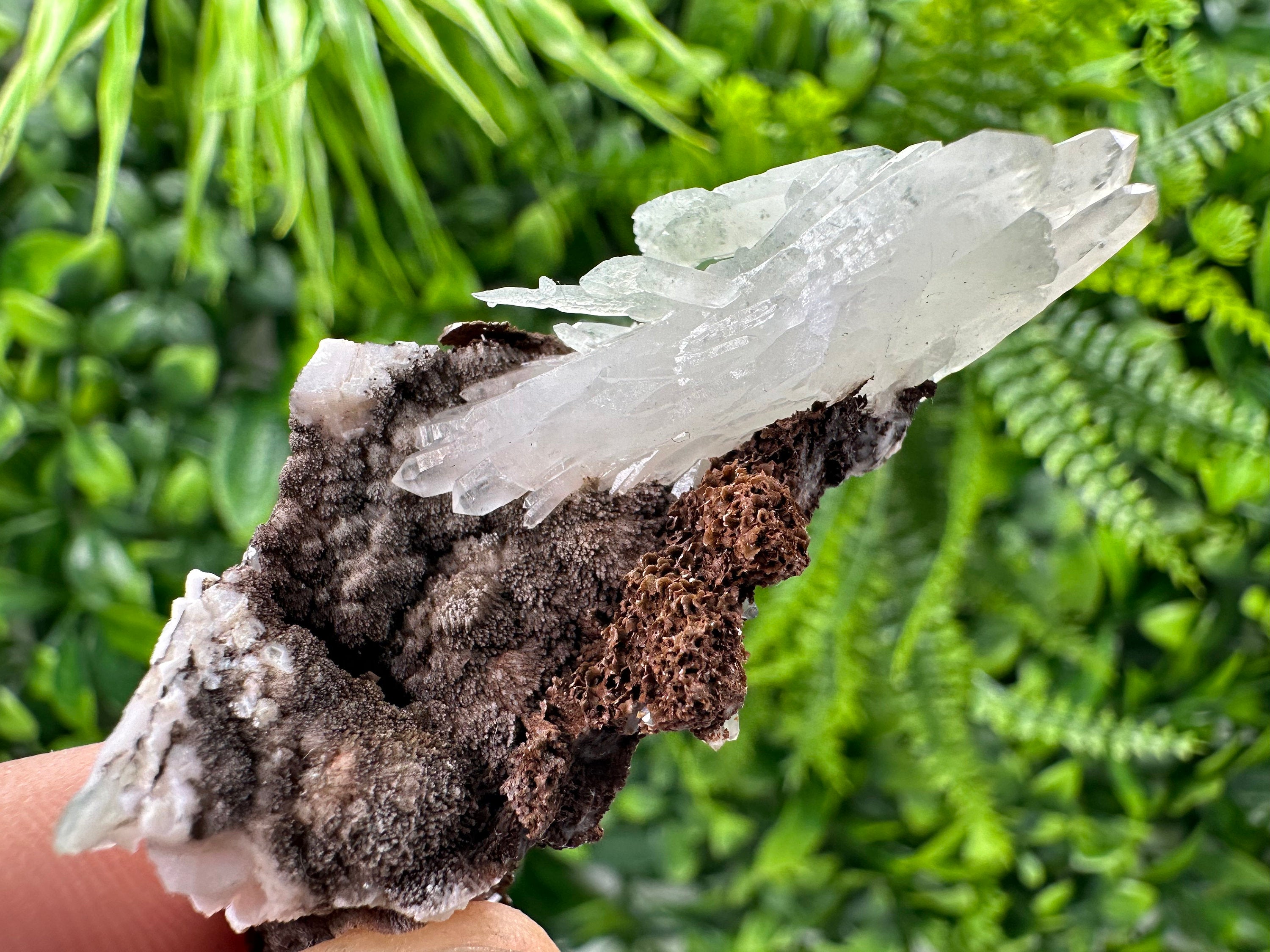 Quartz with Chlorite on Rhodochrosite and Siderite Mineral Specimen