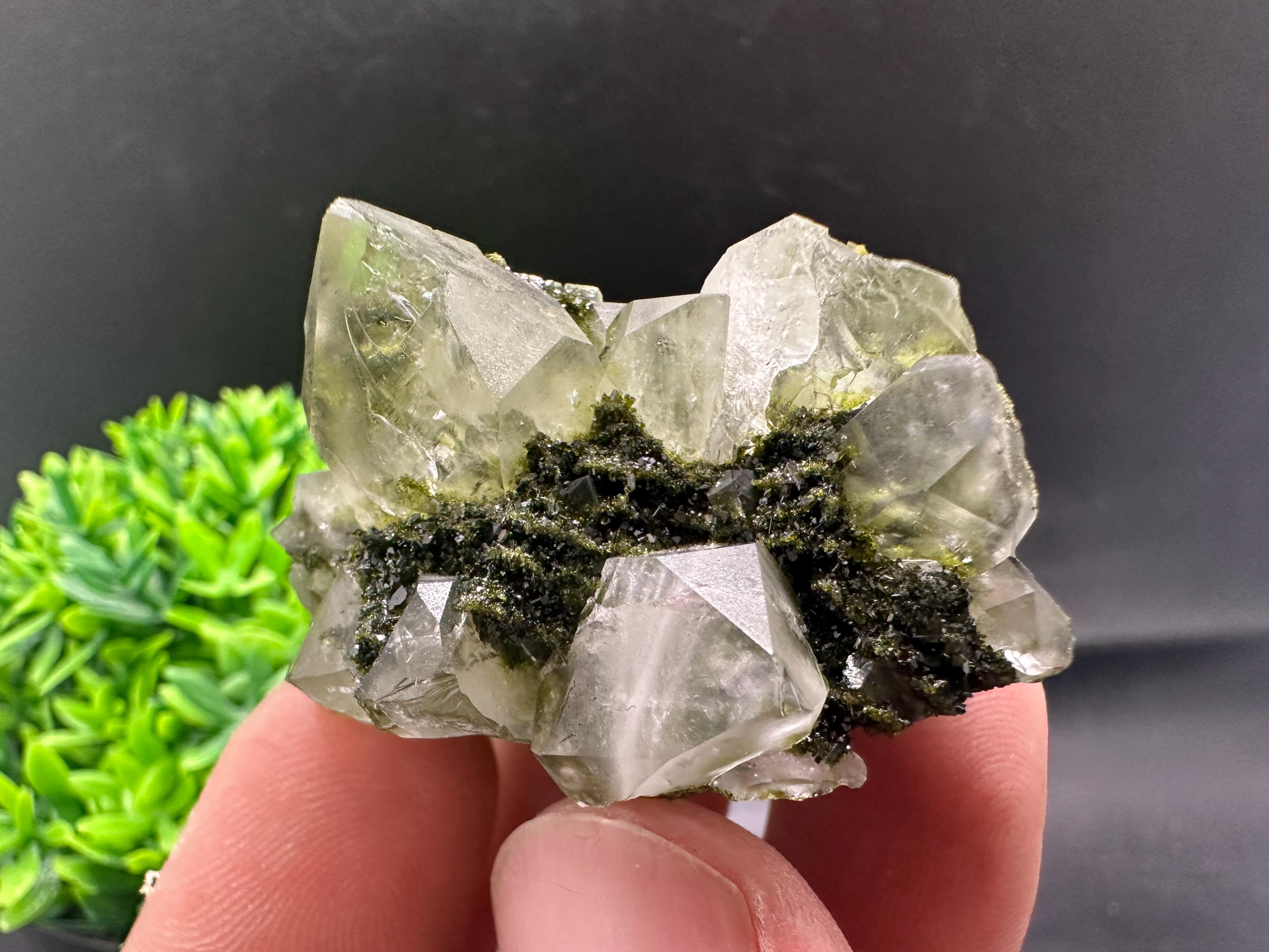 Rare Green Epidote with Quartz Crystals: Eastern Anatolian Decor