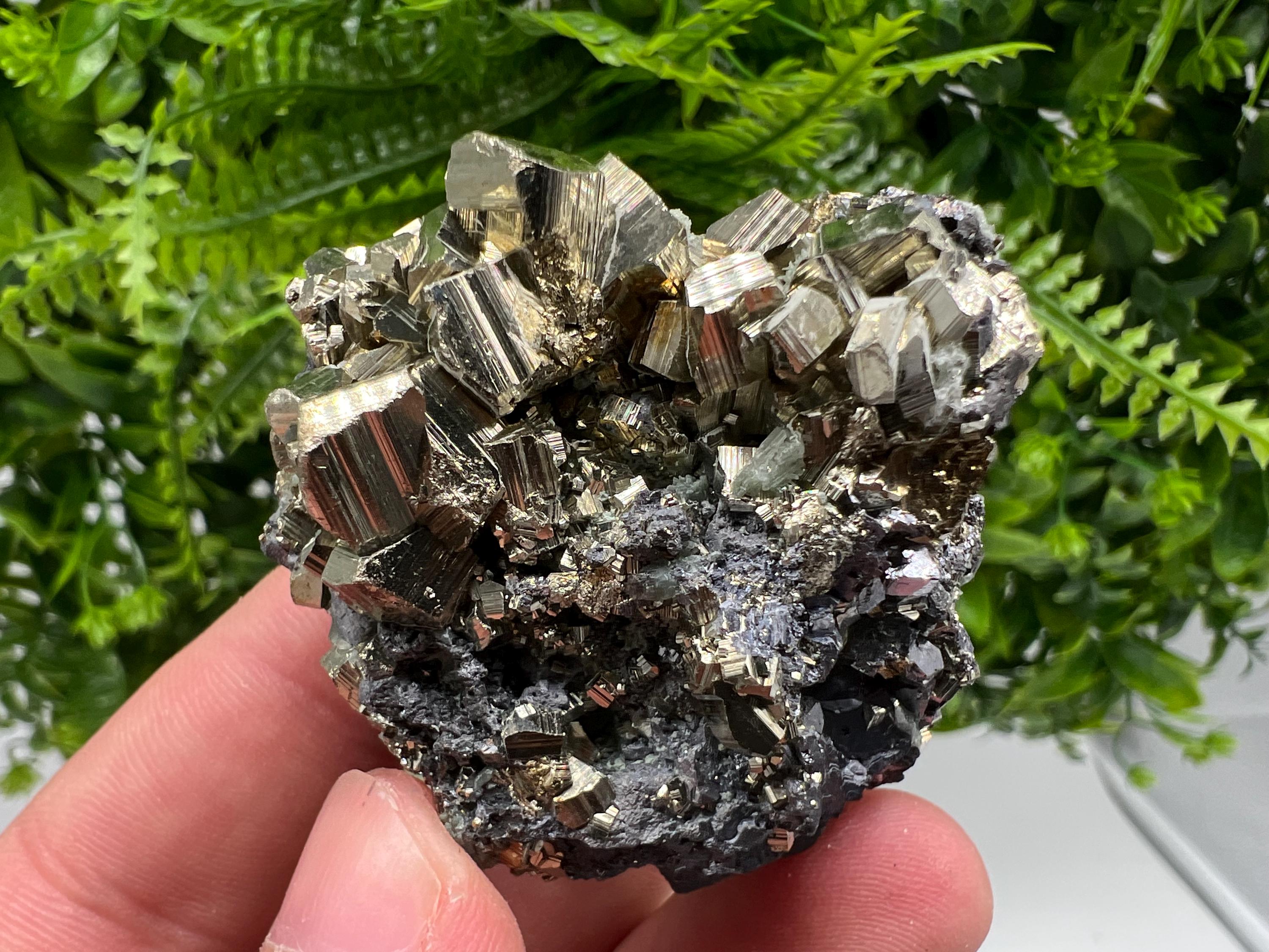 Pyrite on Quartz with Sphalerite: Borieva Mine Crystal Decor