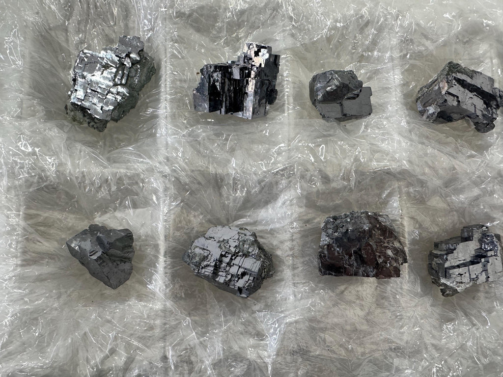 Shiny Galena Cluster Chunks: Borieva Mine Minerals (Set of 15)