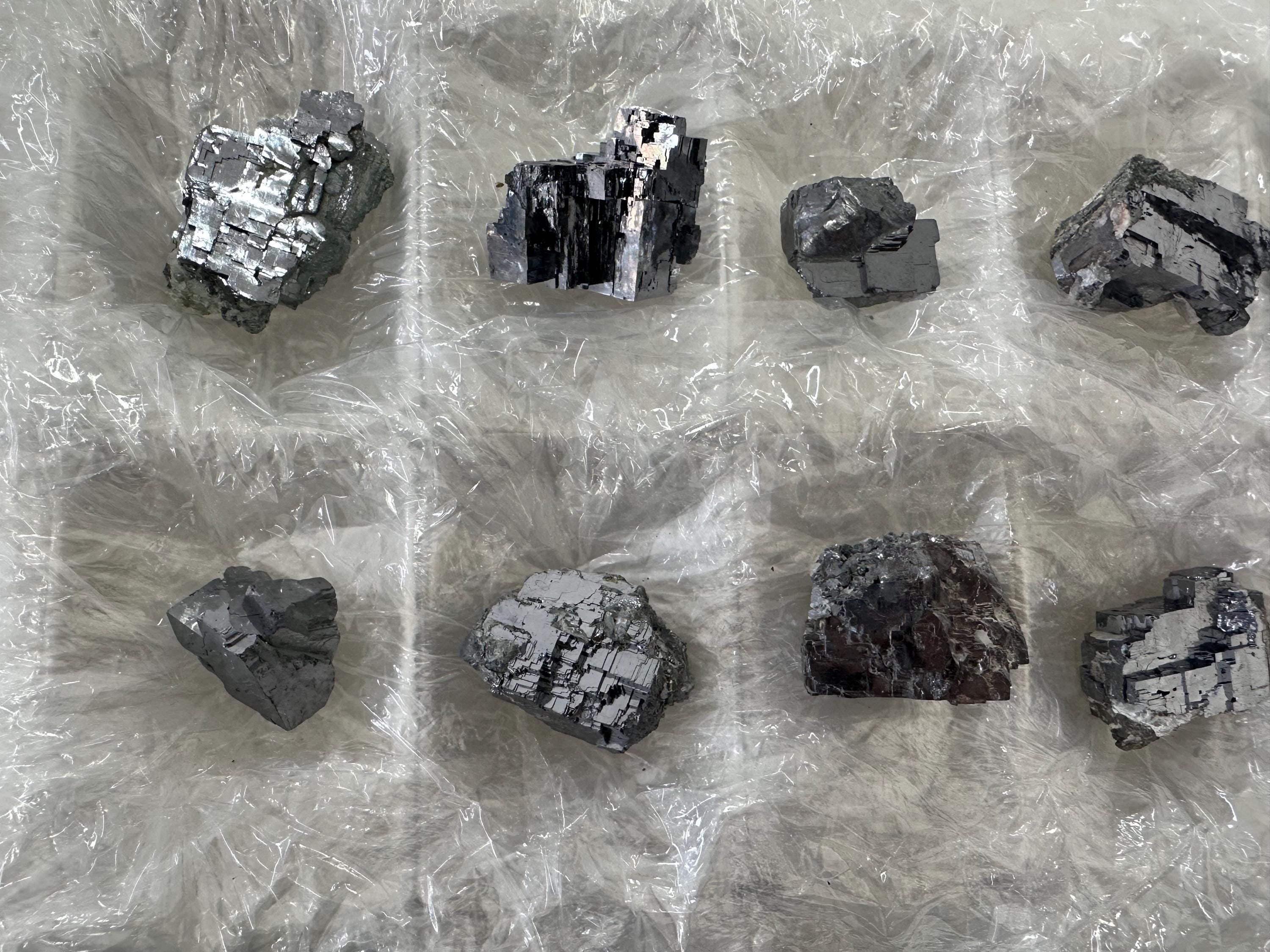 Shiny Galena Cluster Chunks: Borieva Mine Minerals (Set of 15)