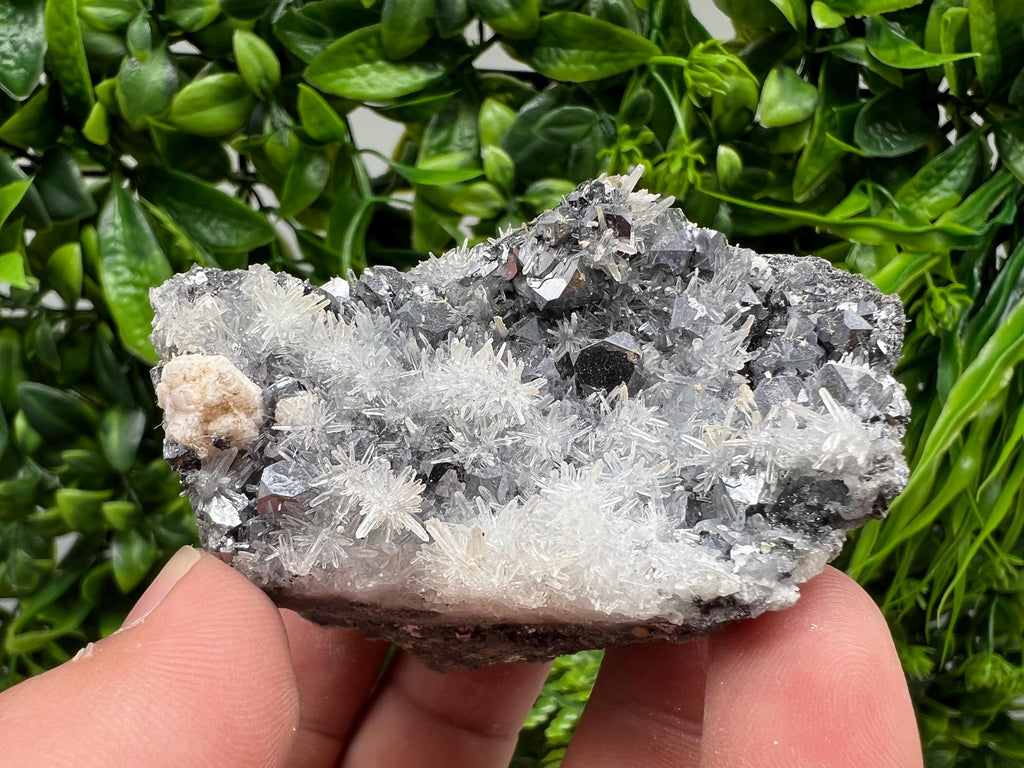 Calcite Galena on Quartz Mineral Specimen, Bulgaria Home Decor Stone