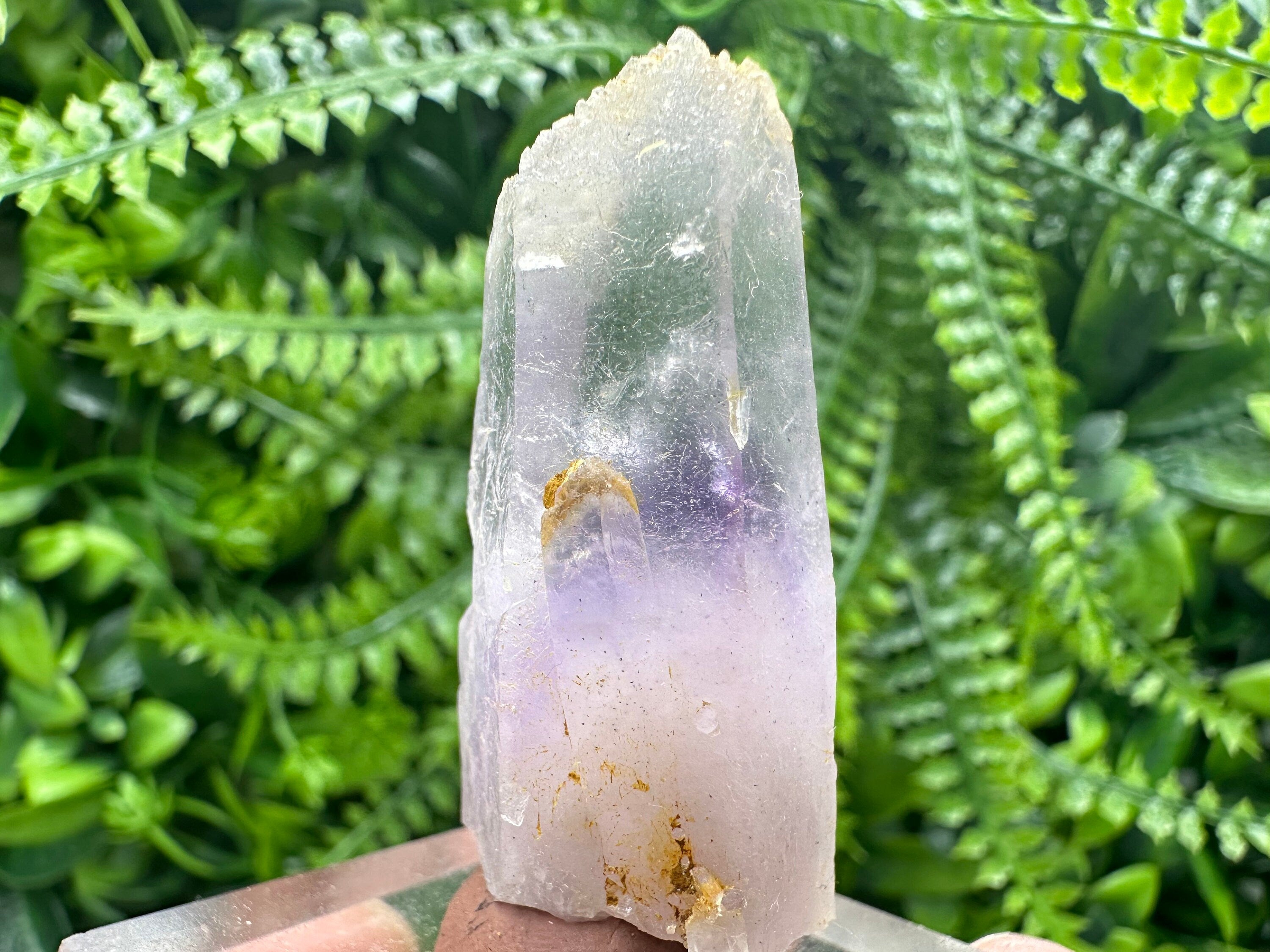 Phantom Amethyst Crystal with Cerussite, Bulgarian Mineral Specimen (4.5cm)