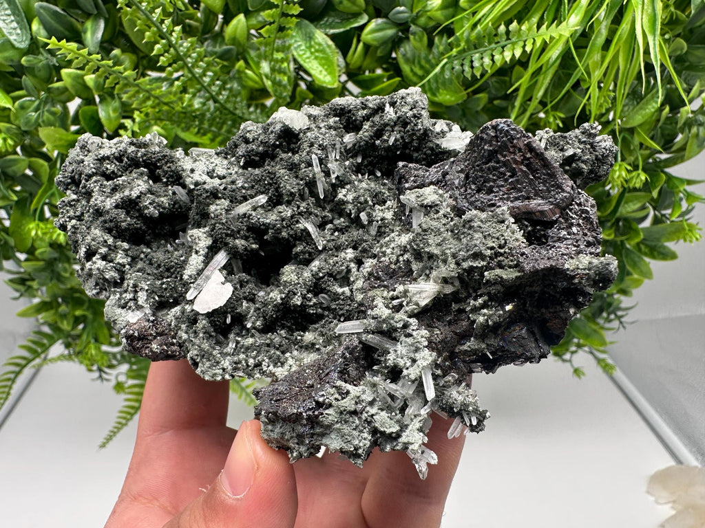 Lovely specimen Green Quartz inclusions Chlorite and Sphalerite/ Natural minerals/ Souvenir crystal gift minerals famous 9th September/Madan