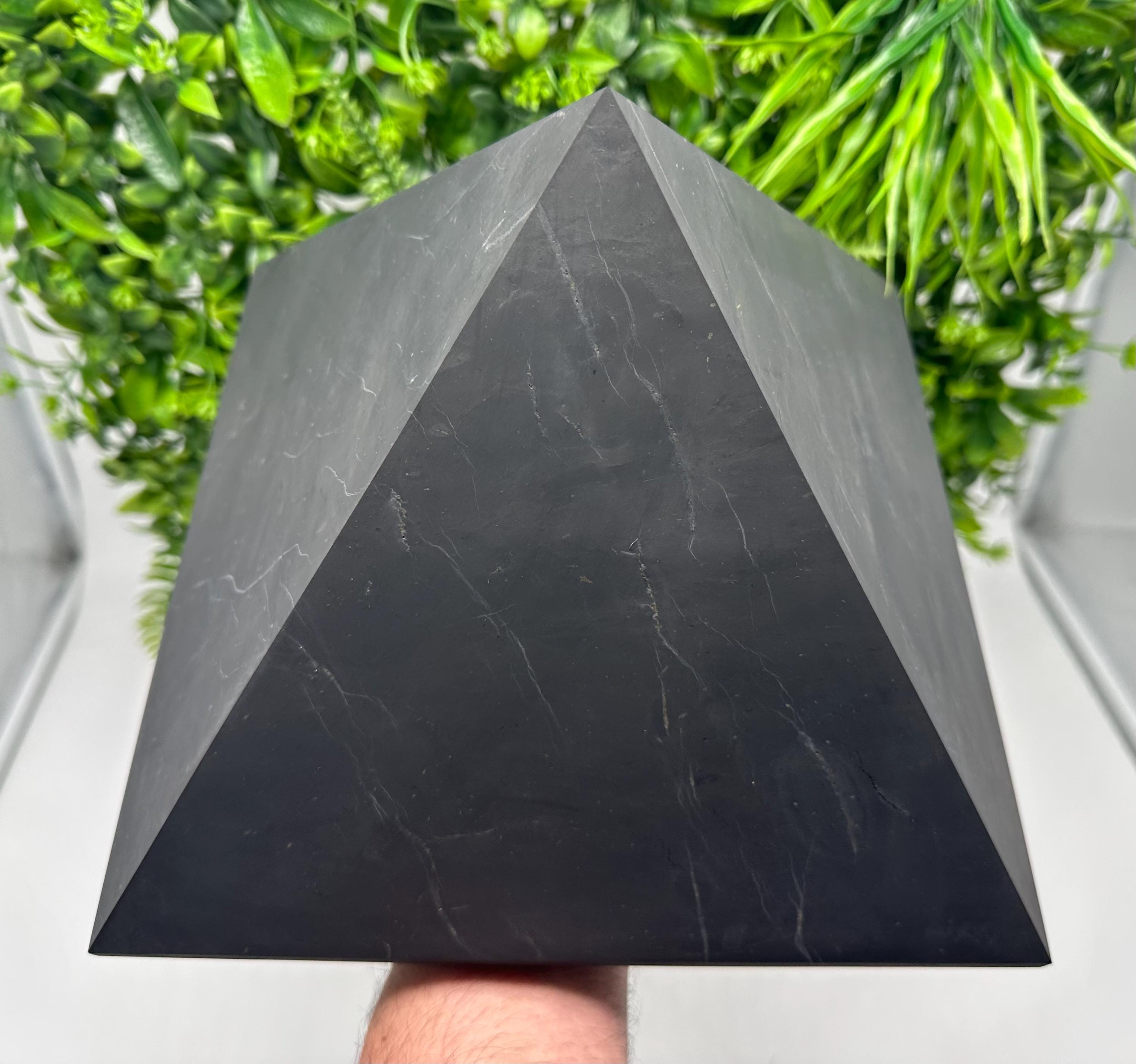 Large Unpolished Shungite Pyramid: EMF Protection, Sacred Stone (25cm)