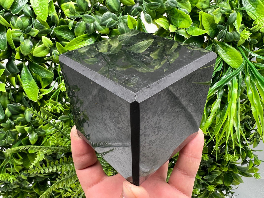 7cm Shungite Cube: Polished EMF Protection Crystal