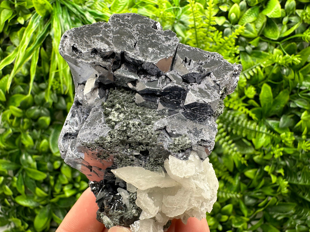 Skeletal Galena, Calcite, Sphalerite, and Chlorite Mineral Specimen
