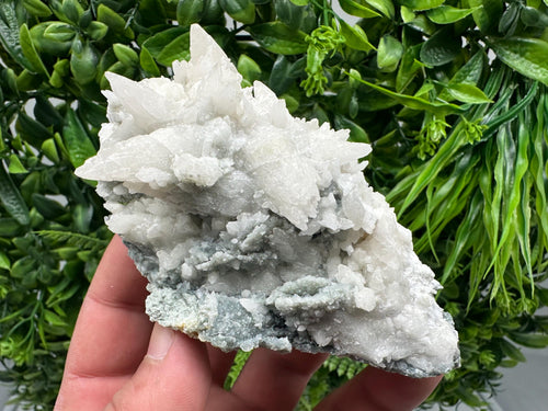 Calcite on Green Quartz: Laki, Bulgaria Healing Crystal