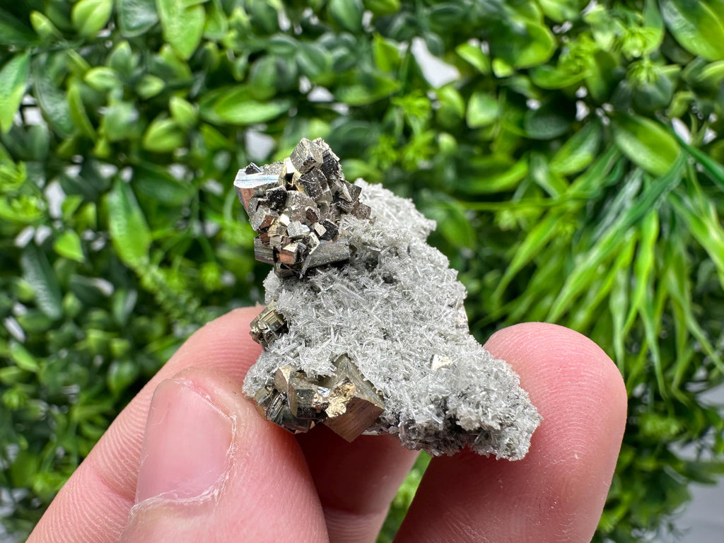 Pyrite on Green Quartz, Borieva Mine Mineral Specimen, Home Decor Stone