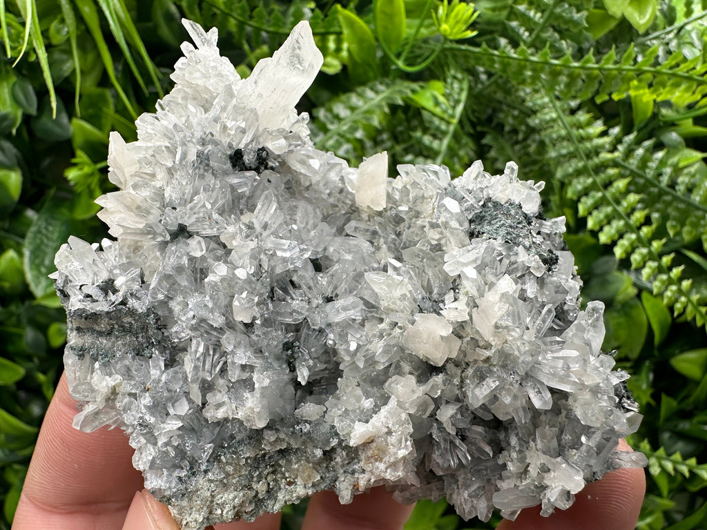 Calcite on Quartz Crystal: Borieva Mine, Bulgaria