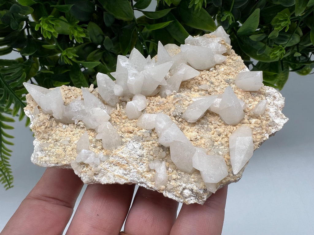 Calcite on Green Quartz: Djurcovo Mine, Bulgaria Healing Crystal