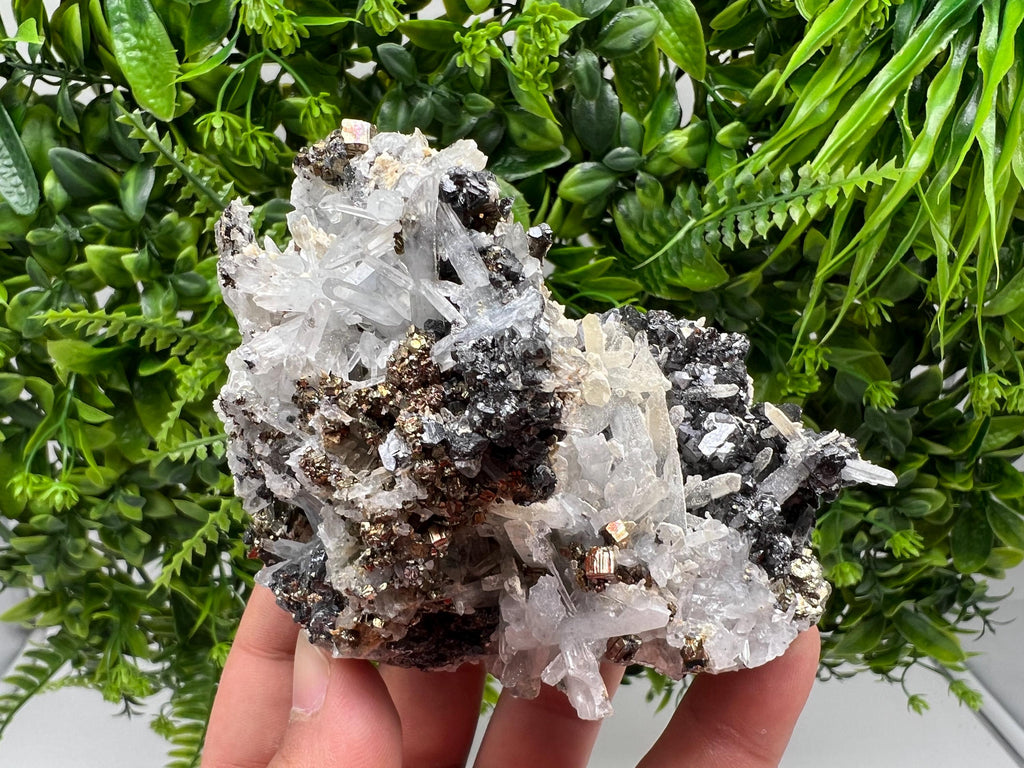 Wonderful Rainbow Pyrite on Quartz whit Oxide,natural minerals souvenir crystal,home decor,collection stone,rare minerals,Borieva Bulgaria