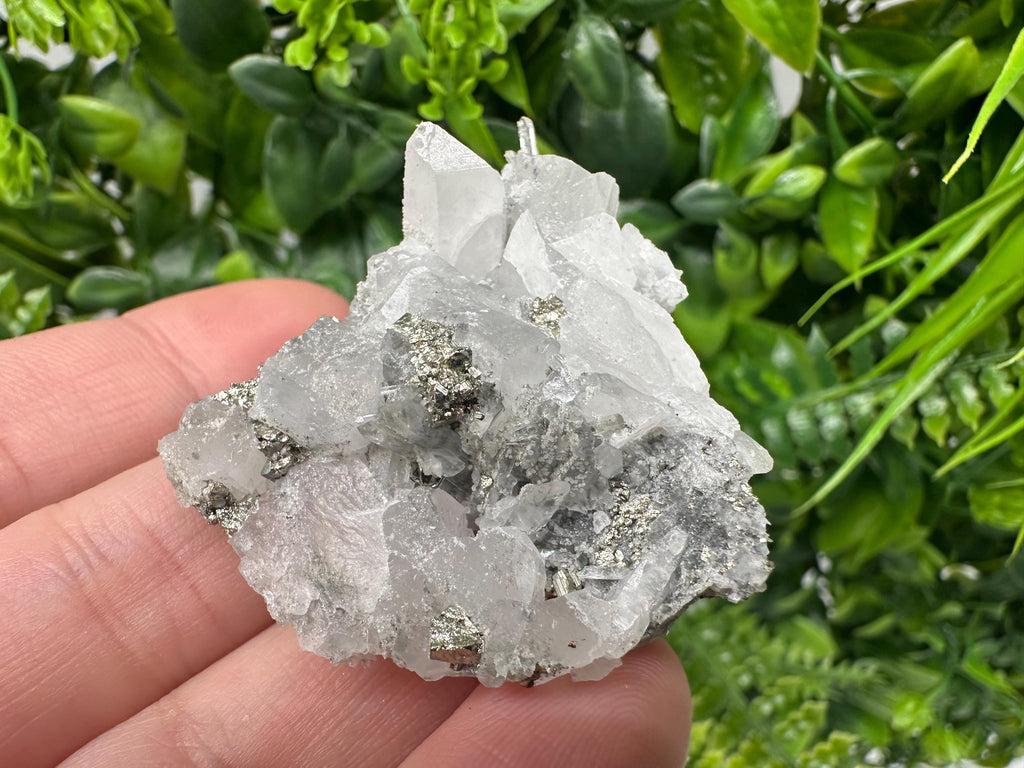 Pyrite on Green Quartz Mineral Specimen, Bulgaria Home Decor Stone
