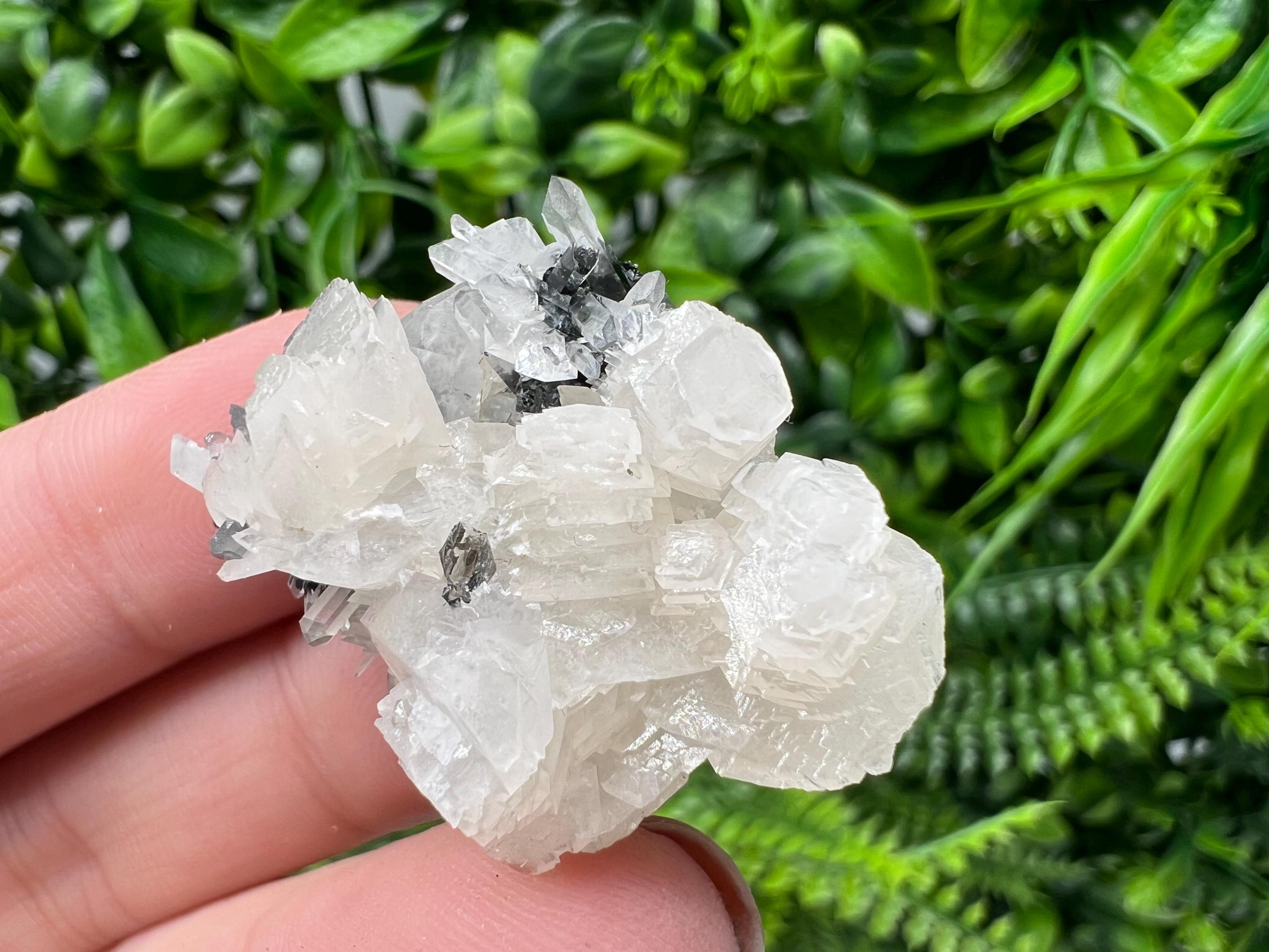 Quartz Crystal with Calcite and Chlorite - Borieva Mine, Bulgaria