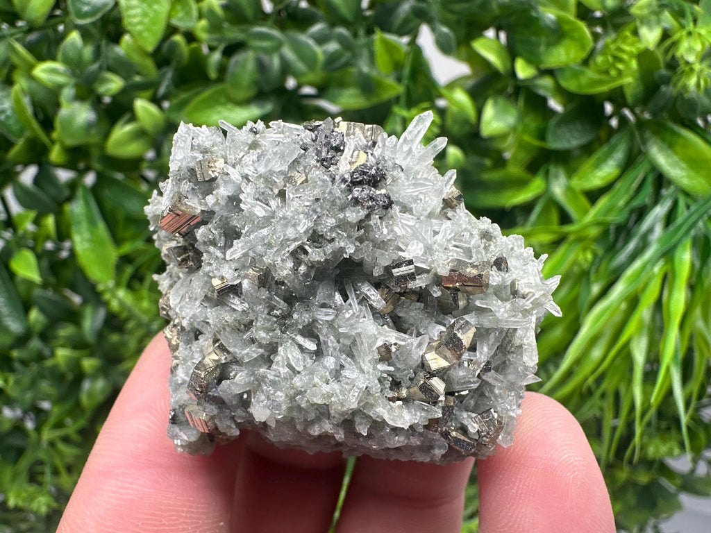 Pyrite on Green Quartz, Bulgaria Mineral Specimen