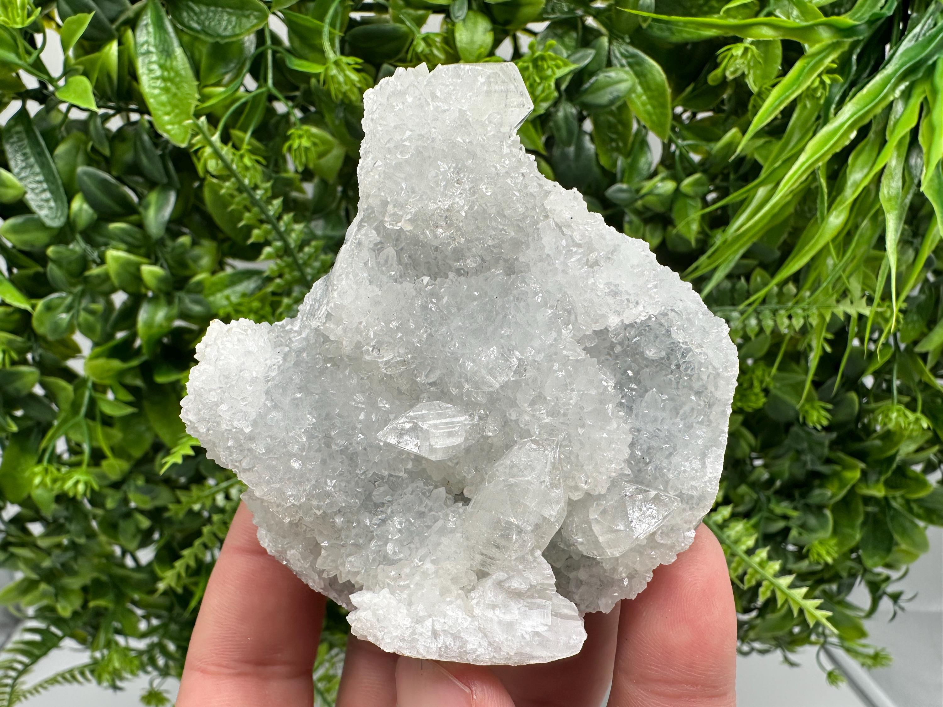 Transparent Apophyllite on Chalcedony, India Mineral Specimen