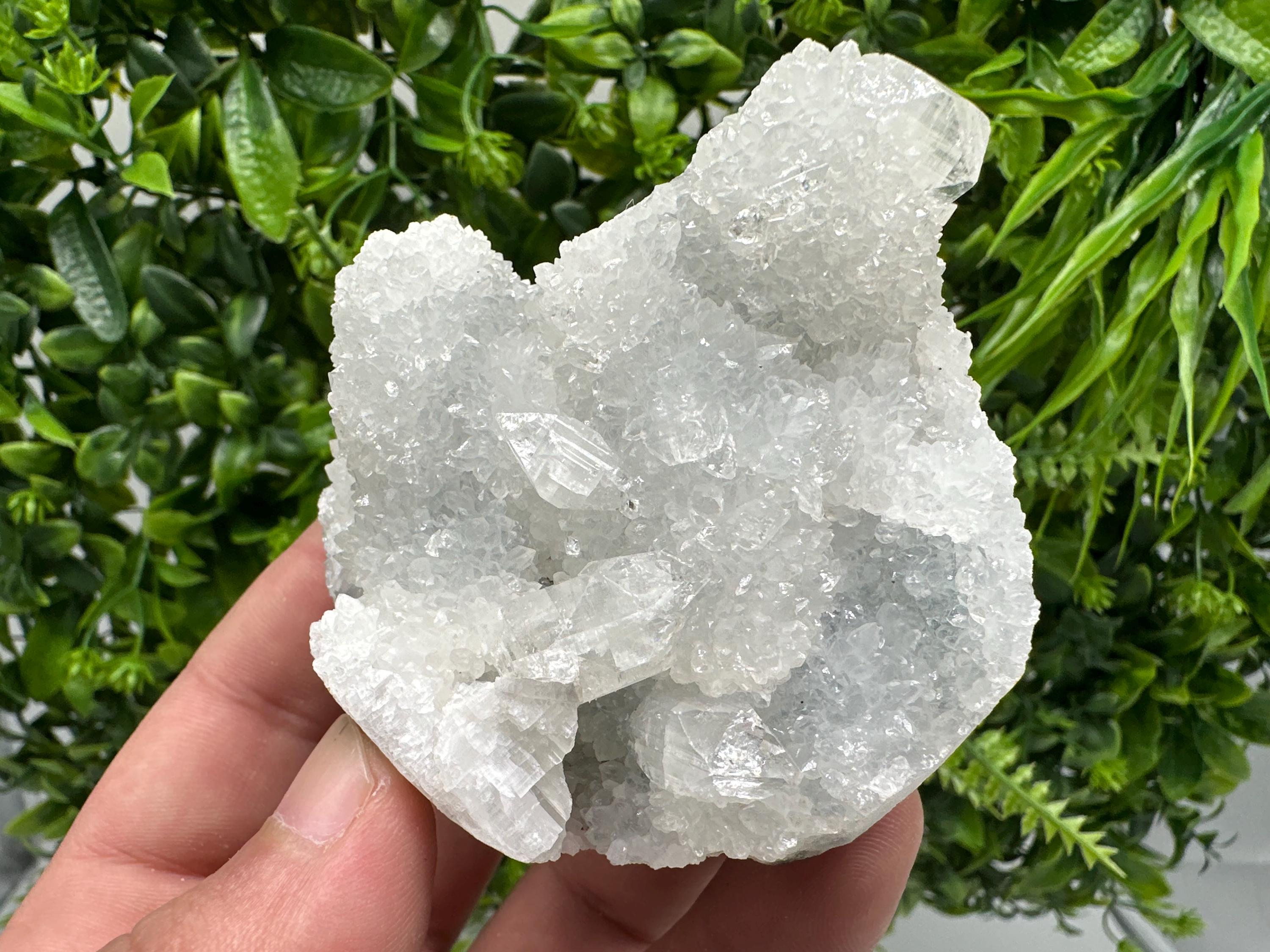 Transparent Apophyllite on Chalcedony, India Mineral Specimen