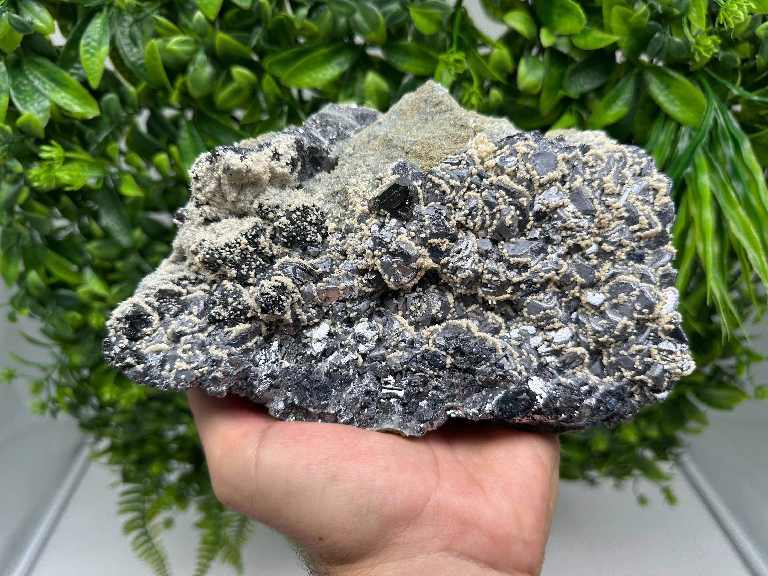 Skeletal Galena Mineral Specimen: Sphalerite, Quartz, Calcite - Krushev Dol Mine