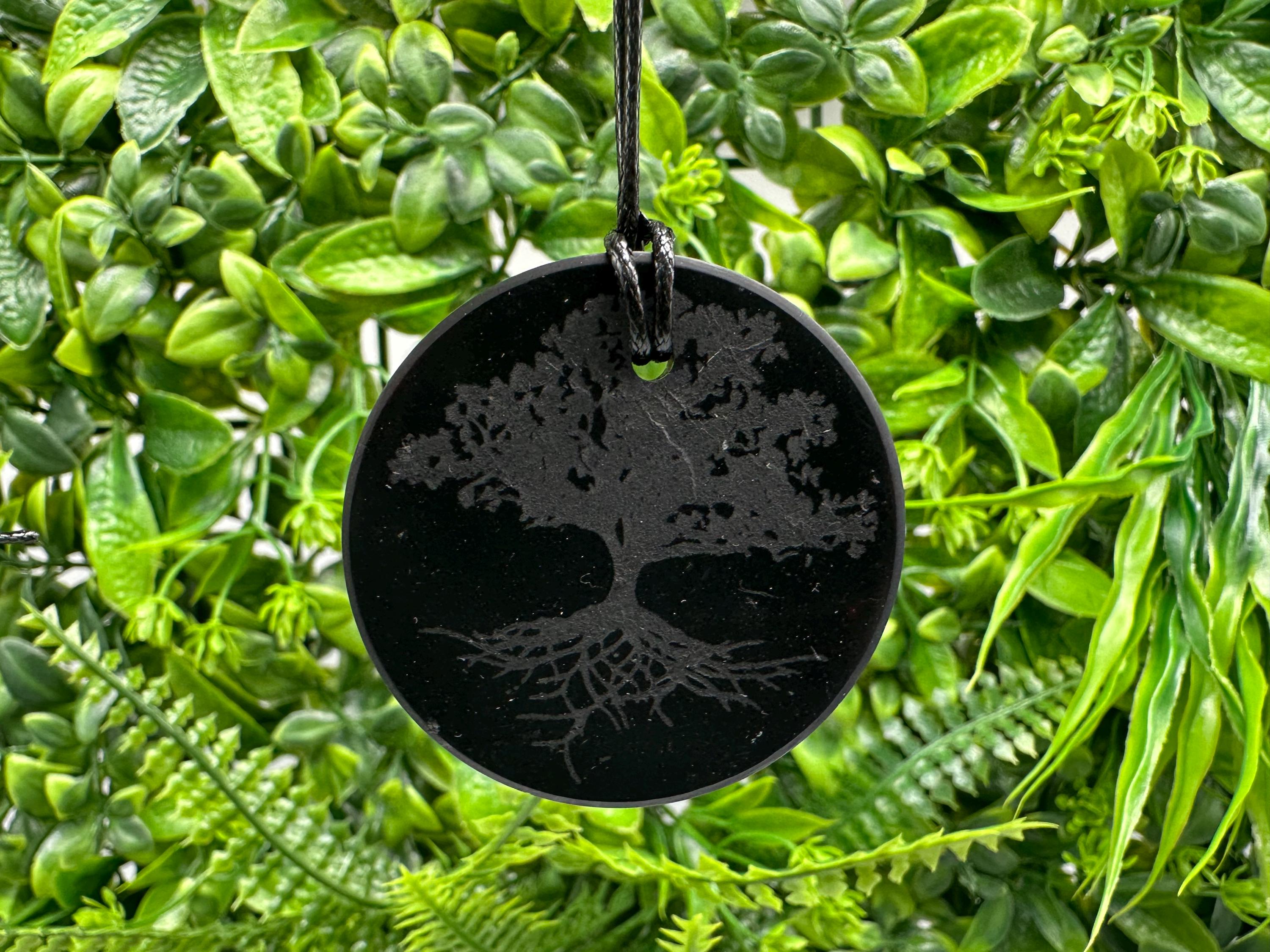 Shungite Tree of Life Pendant: EMF Protection Healing Stone