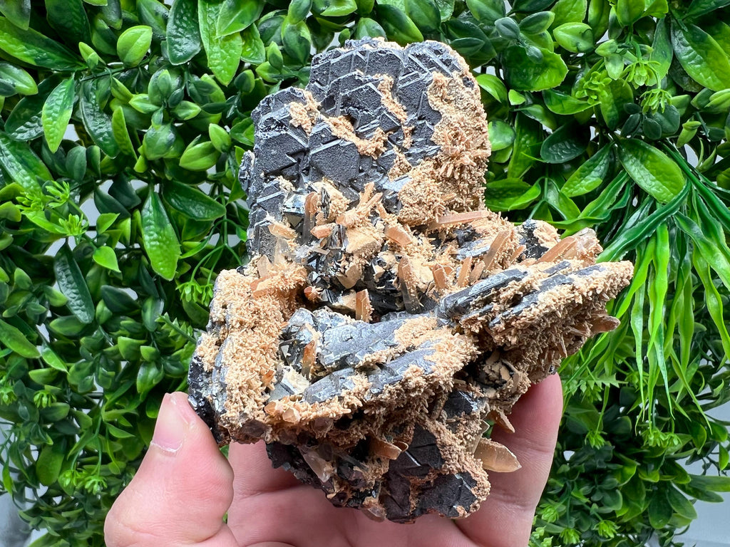 Spinel Law Galena with Quartz and Calcite Mineral Specimen