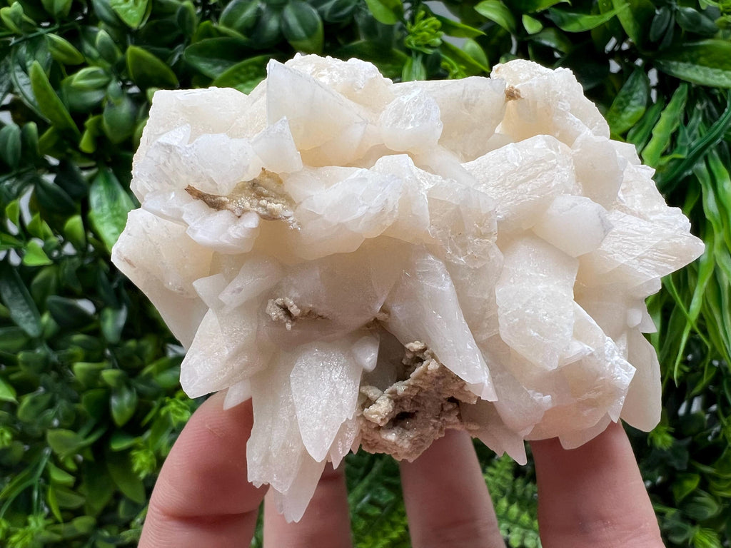 Calcite on Green Quartz: Djurcovo Mine, Bulgaria Healing Crystal