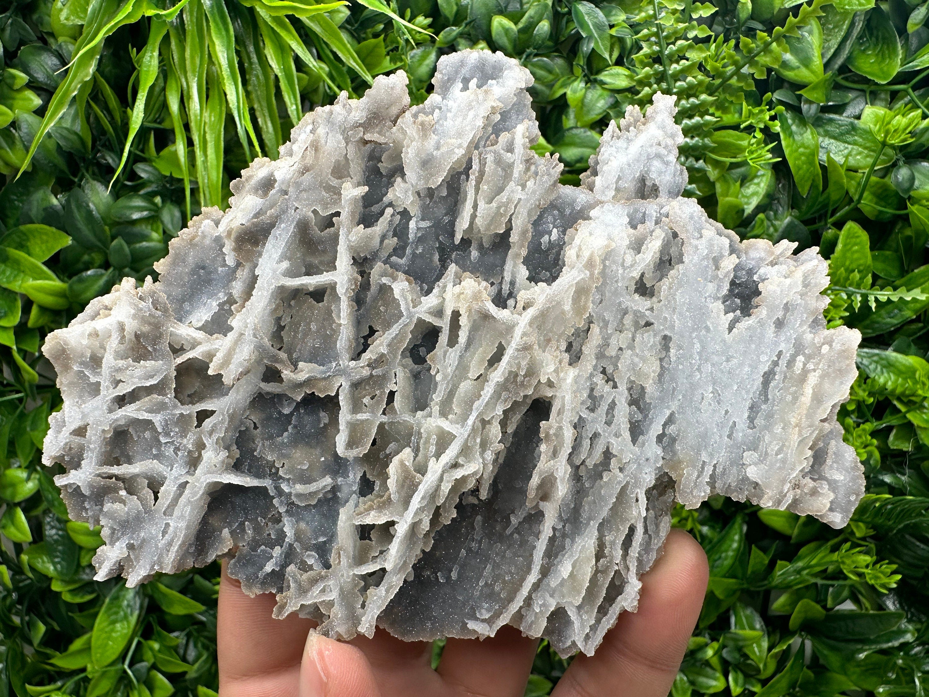 Blue Quartz Chalcedony with Chlorite, Bulgaria Crystal Decor Stone