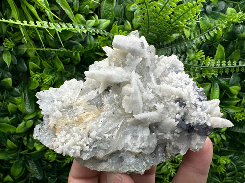 Calcite on Quartz with Galena, Borieva Mine Mineral Specimen