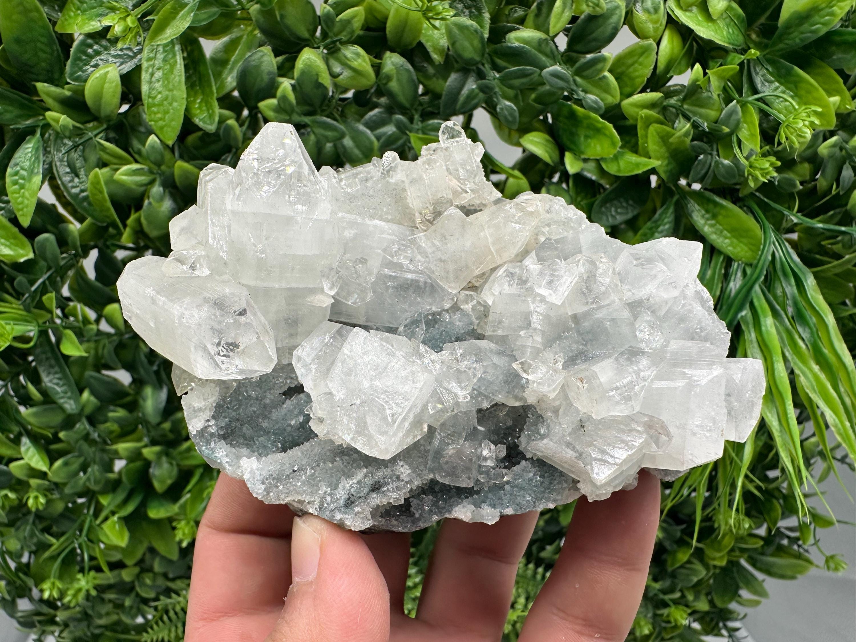 Apophyllite Stilbite on Chalcedony: Natural Mineral Specimen, India