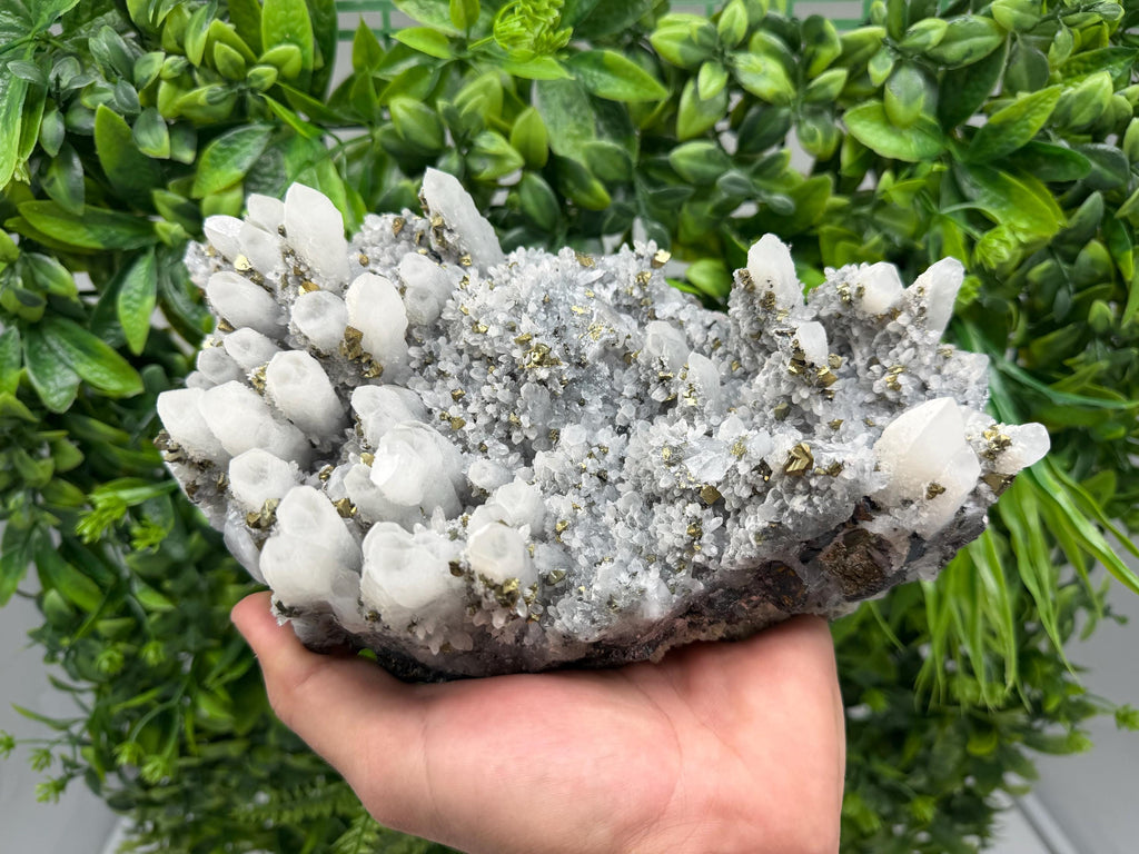 Chalcopyrite on Quartz Cluster, Krushev Dol Mine, Bulgaria, Mineral Specimen