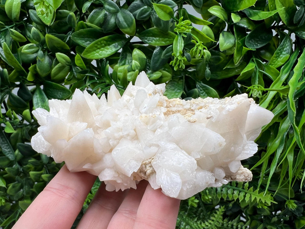 Calcite on Green Quartz: Djurcovo Mine, Bulgaria Healing Crystal