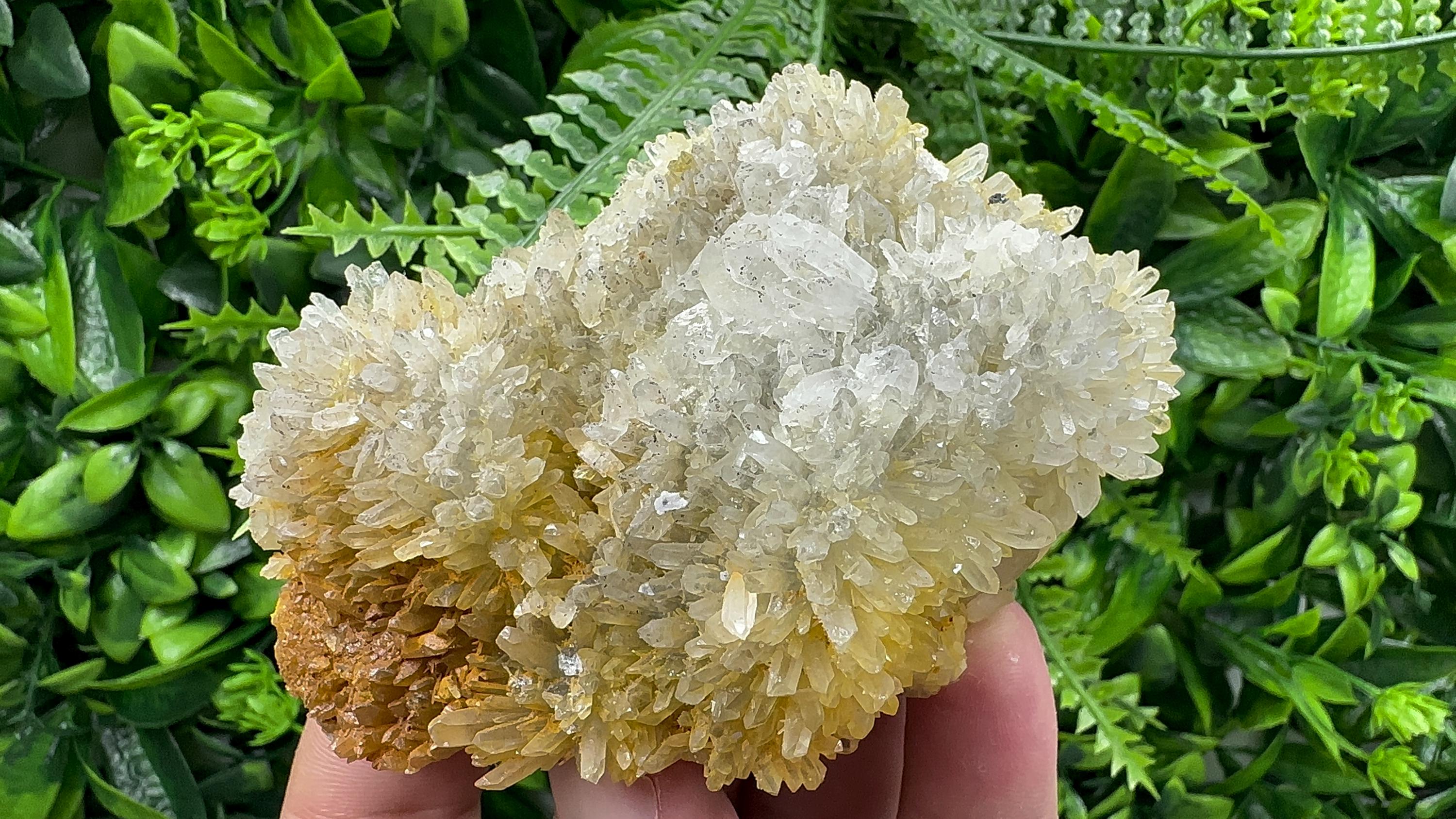 Quartz with Limonite: Natural Crystal Home Decor (10/6.5/4 cm)