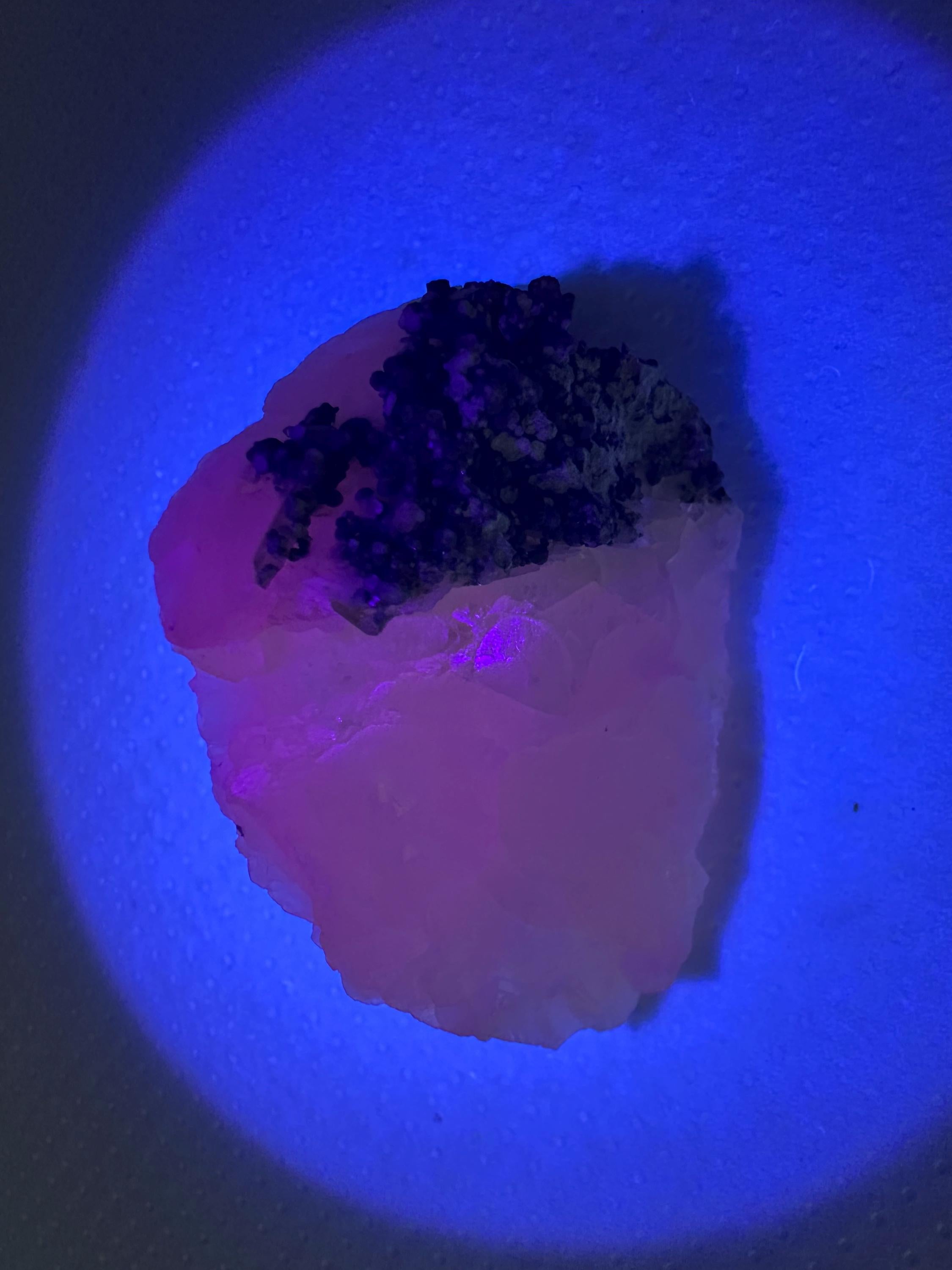 Calcite on Green Quartz: Djurcovo Mine, Bulgaria Crystal