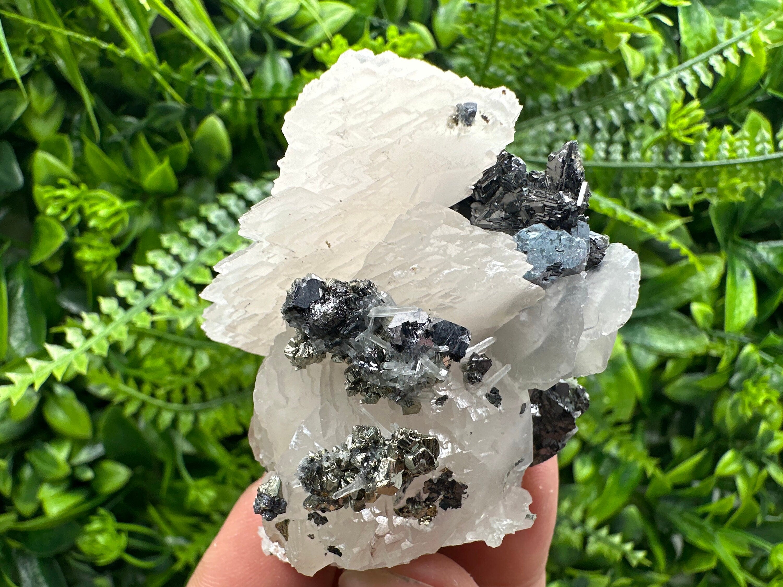 Galena Sphalerite Pyrite Quartz on Calcite, Bulgaria Mineral Specimen