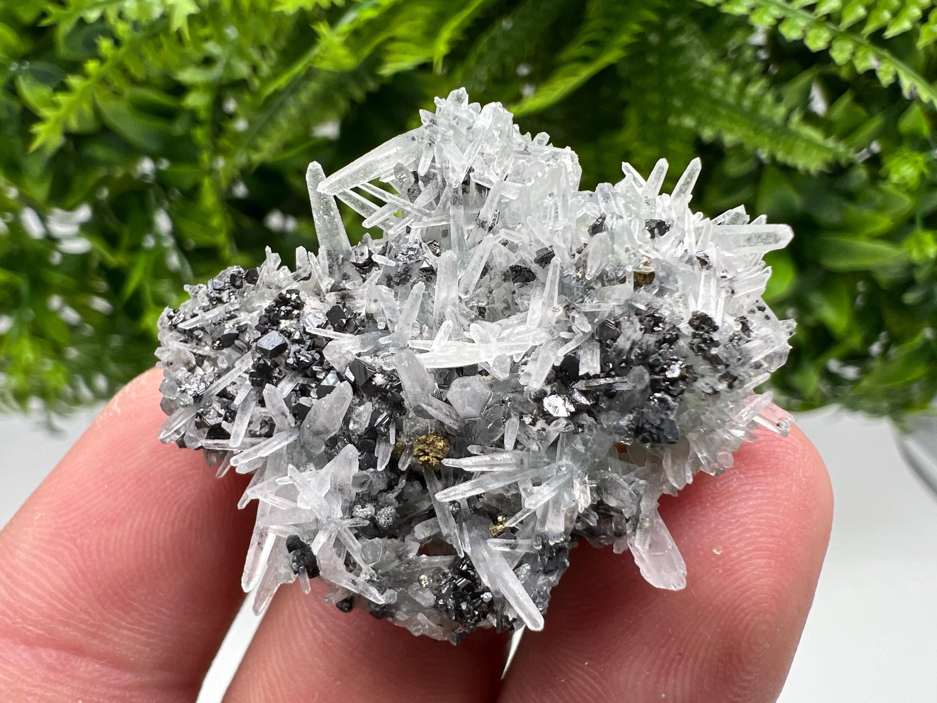 Sphalerite Chalcopyrite on Green Quartz with Hematite, Bulgaria Mineral Specimen