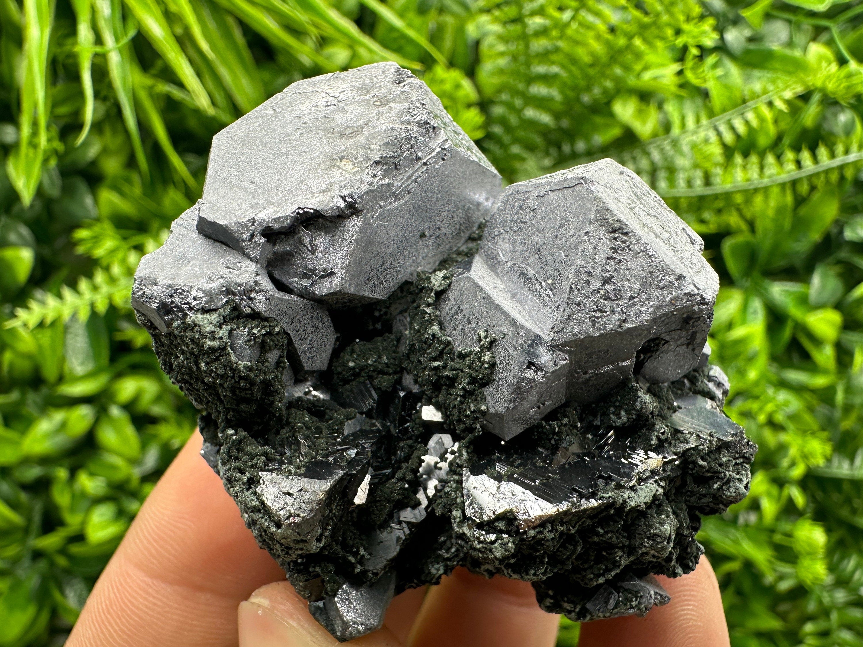 Galena Sphalerite Chlorite Crystal Cluster, Bulgaria Mineral Specimen